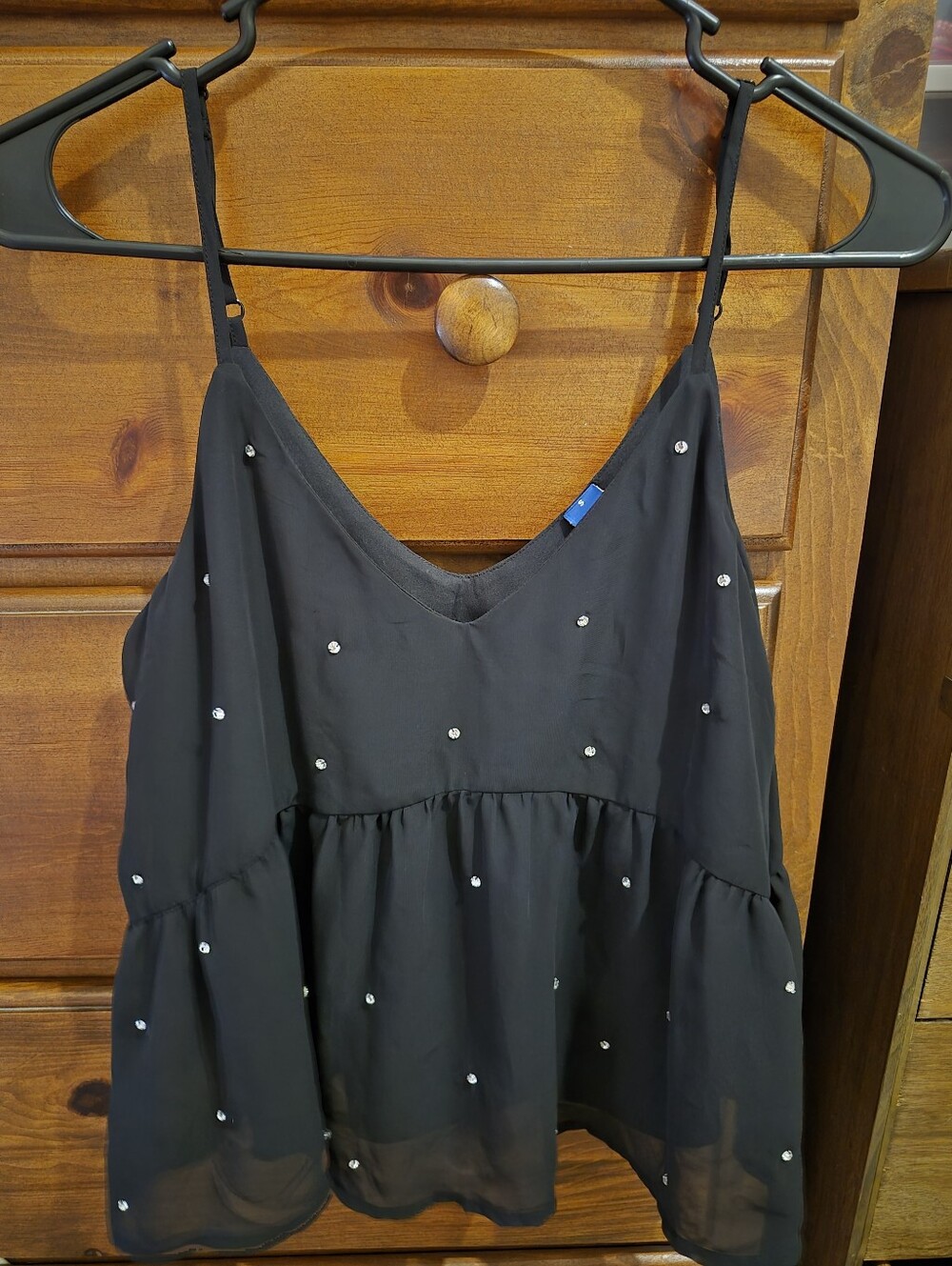 Old Navy Black Beaded Spaghetti Strap Top